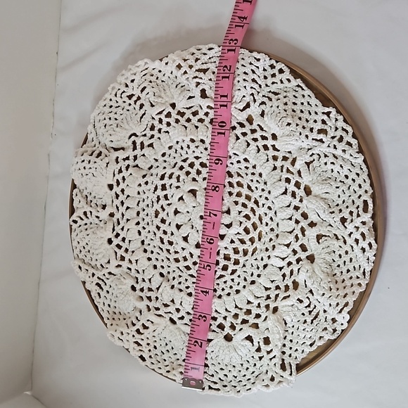 Handmade Crochet Lace Doily White Floral Round Table Mat 13" Cotton Vintage Art - Picture 15 of 17